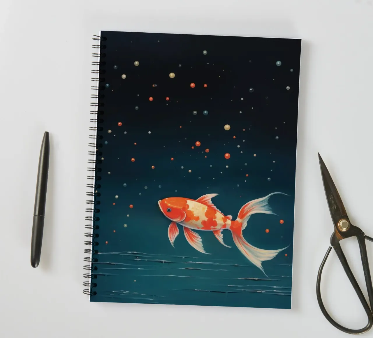 Minimum Koi 4 spiral notebook by Minimal Animal Art