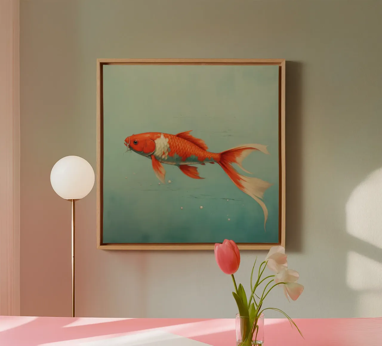 Minimum aantal Koi 1 canvas van Minimal Animal Art