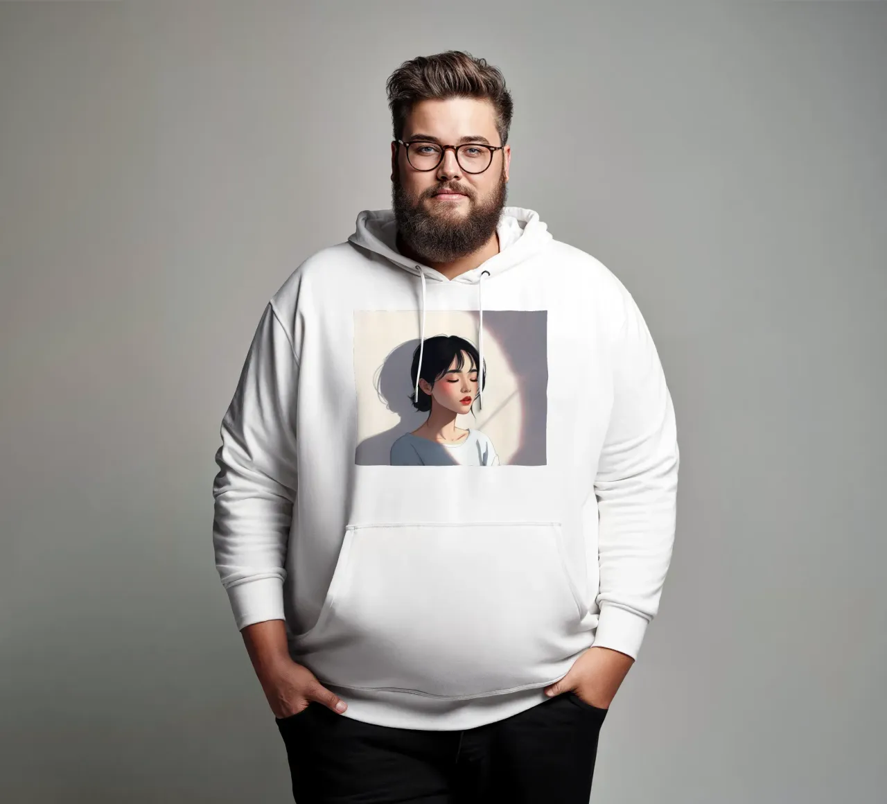 Retrato de una mujer con los ojos cerrados iluminación suave sudadera con capucha de DesignDoodle