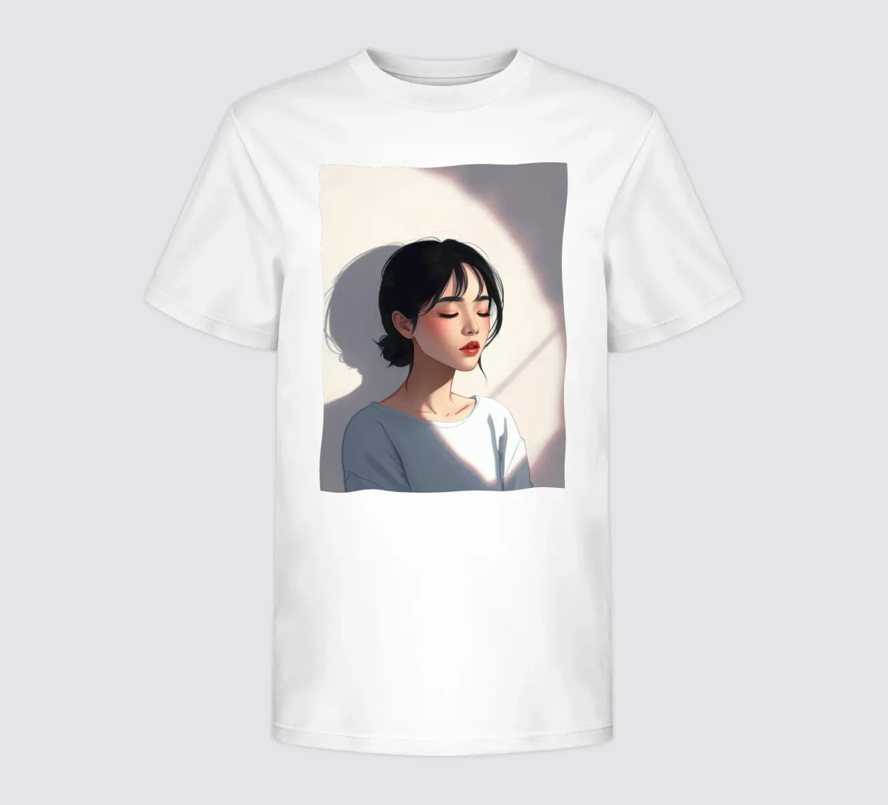 Porträt einer Frau mit geschlossenen Augen weiche Beleuchtung Kinder T-Shirt von DesignDoodle