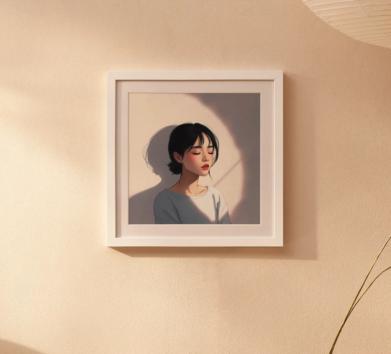Portrait of a woman with closed eyes soft lighting hahnemühle by DesignDoodle