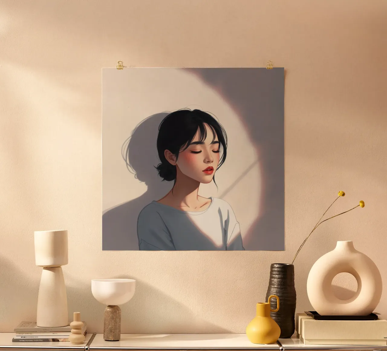 Portrait of a woman with closed eyes soft lighting hahnemühle by DesignDoodle
