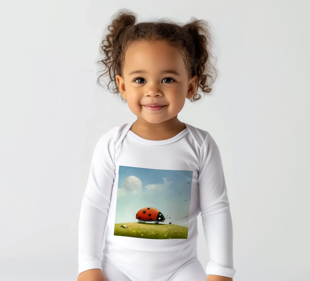 Minimal Ladybug 2 long-sleeve baby romper by Minimal Animal Art