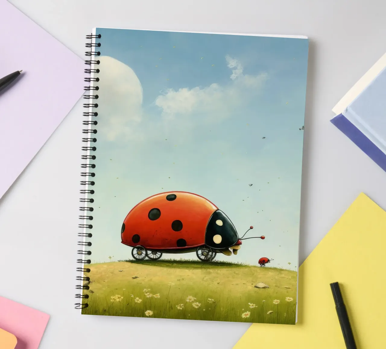 Minimal Ladybug 2 spiral notebook by Minimal Animal Art