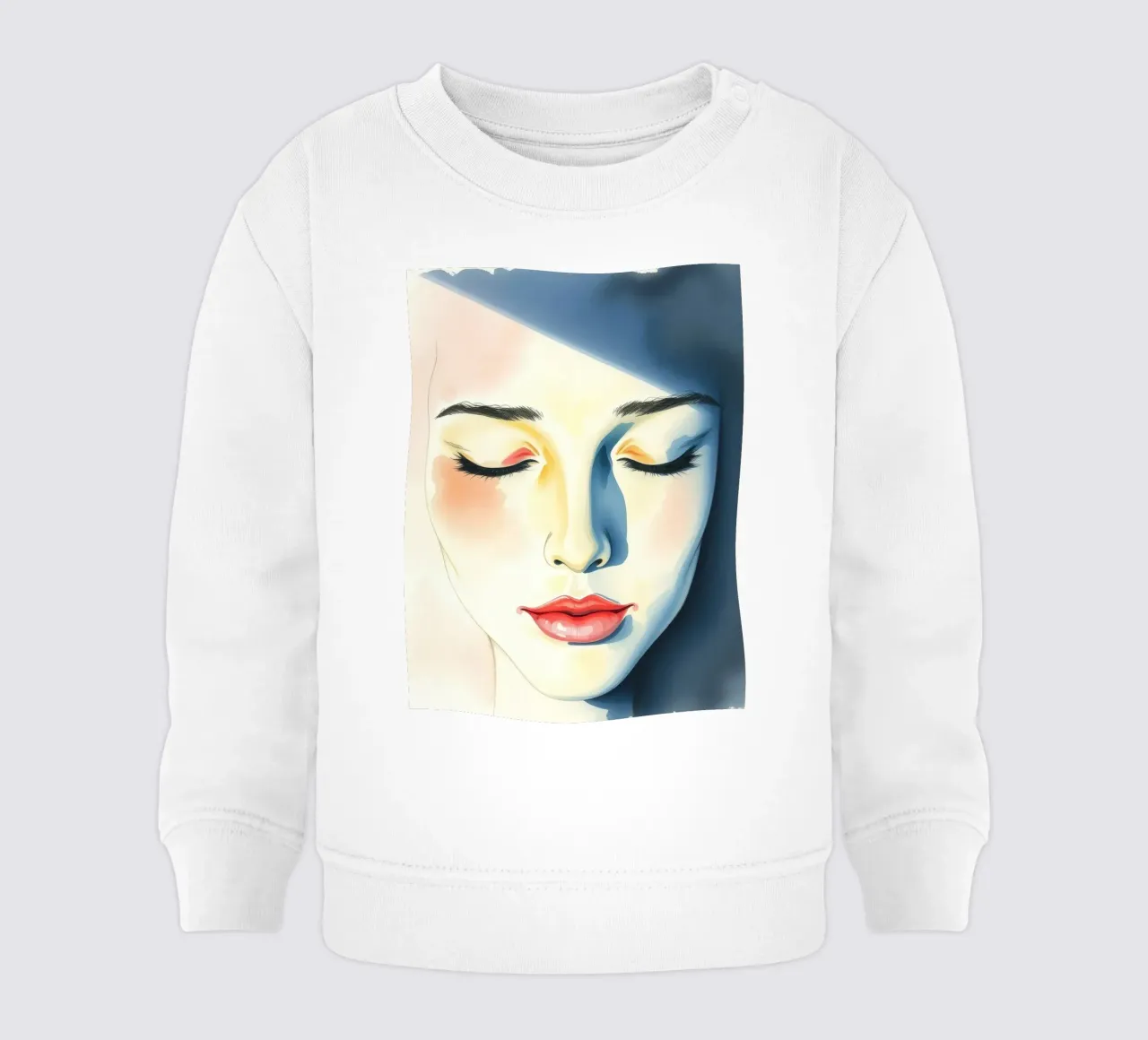 Artistic depiction of a female face with soft features baby sweatshirt by DesignDoodle