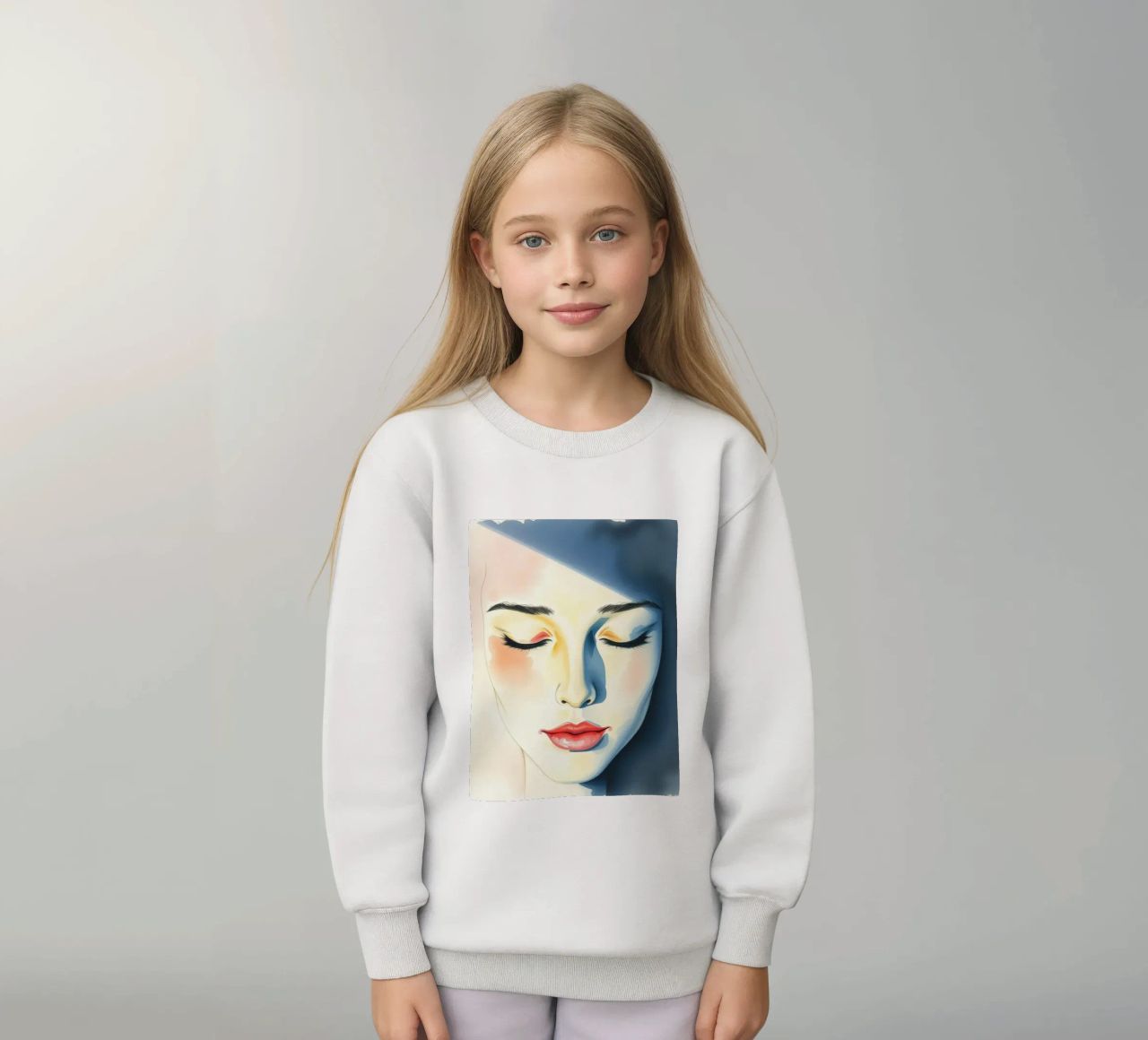 Raffigurazione artistica di un volto femminile dai tratti morbidi felpa bambino da DesignDoodle