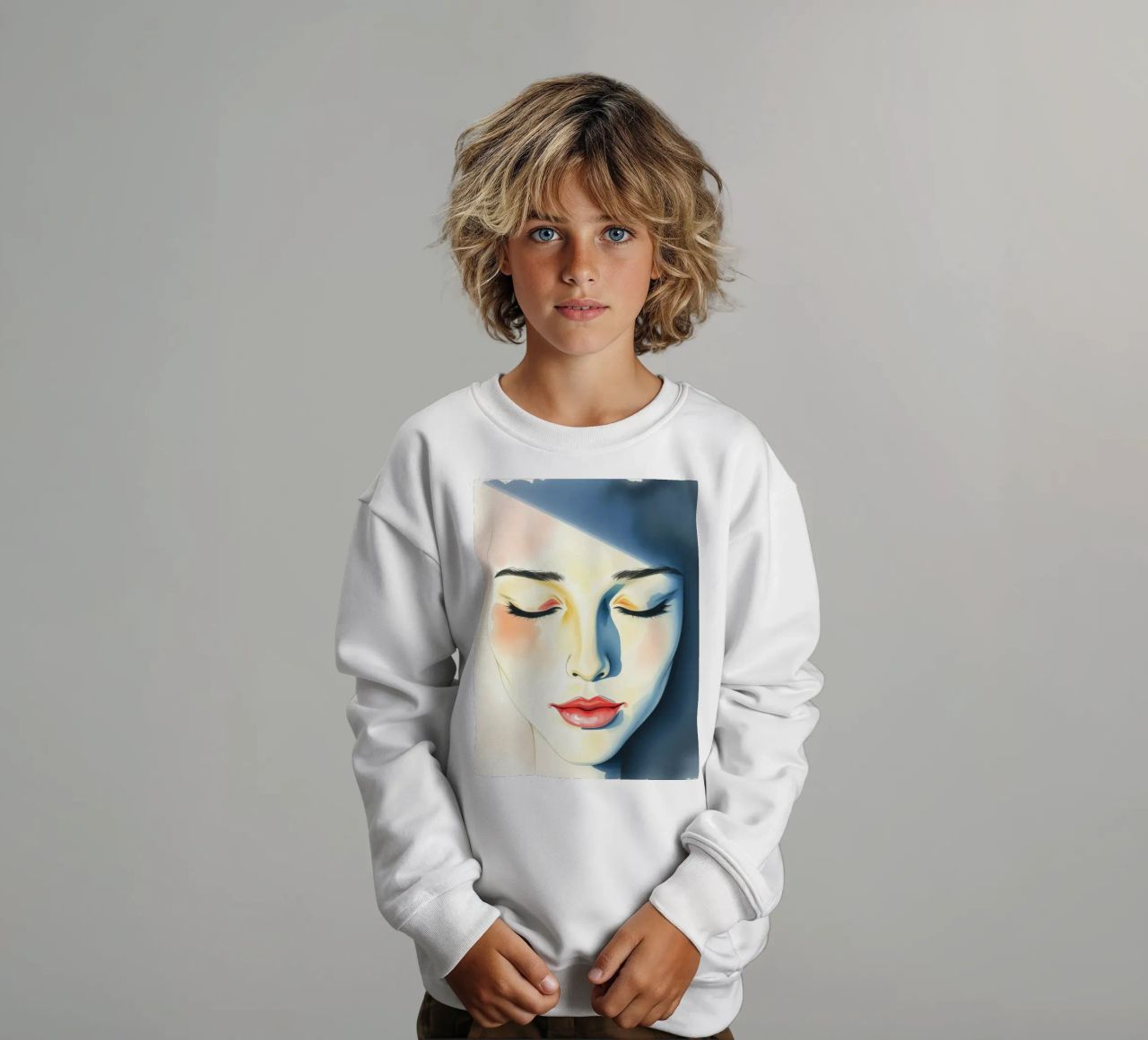 Raffigurazione artistica di un volto femminile dai tratti morbidi felpa bambino da DesignDoodle