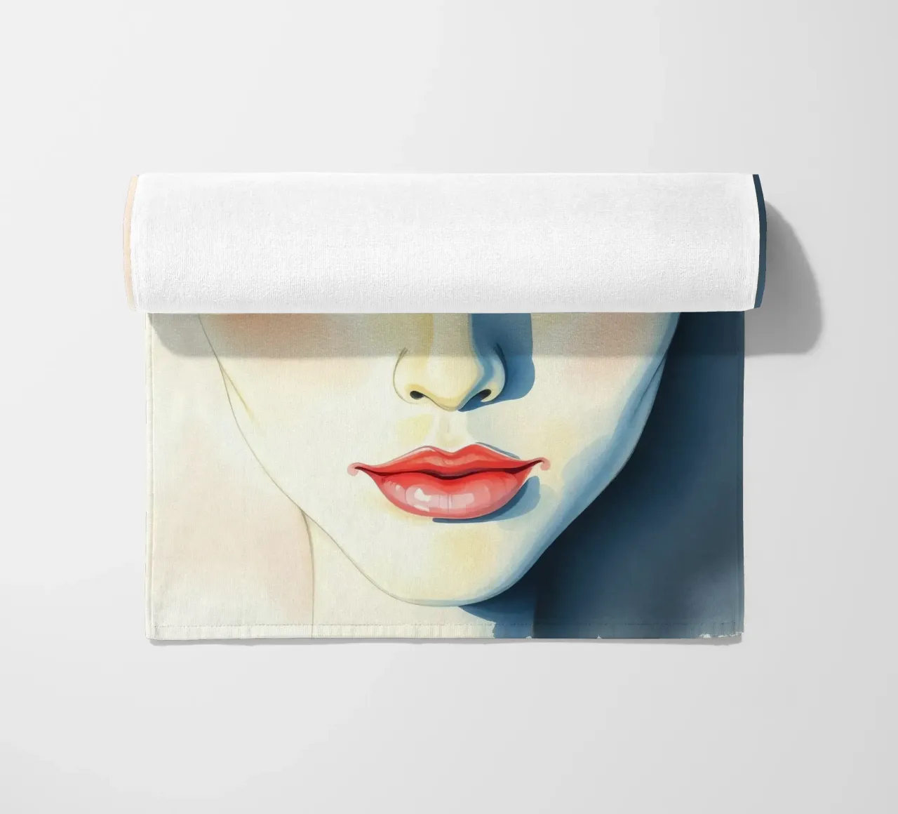Artistic depiction of a female face with soft features beach towel by DesignDoodle