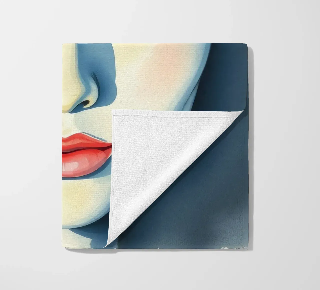 Artistic depiction of a female face with soft features beach towel by DesignDoodle
