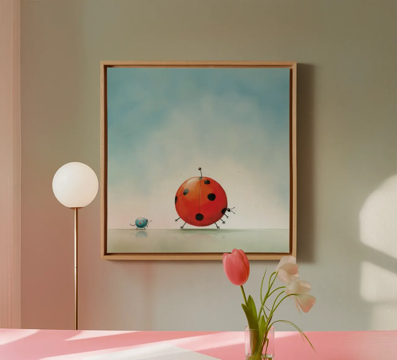 Minimal Ladybug 3 canvas by Minimal Animal Art