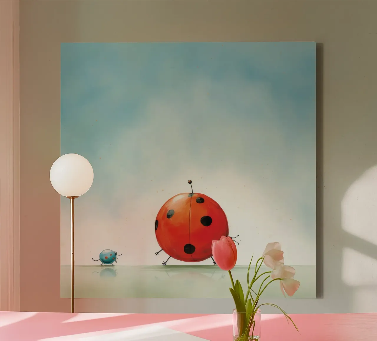 Minimal Ladybug 3 canvas by Minimal Animal Art