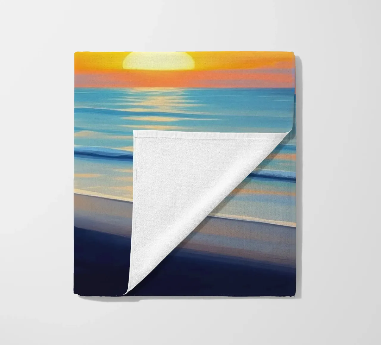 Puesta de sol sobre el océano con una palmera solitaria en una playa toalla de playa de DesignDoodle