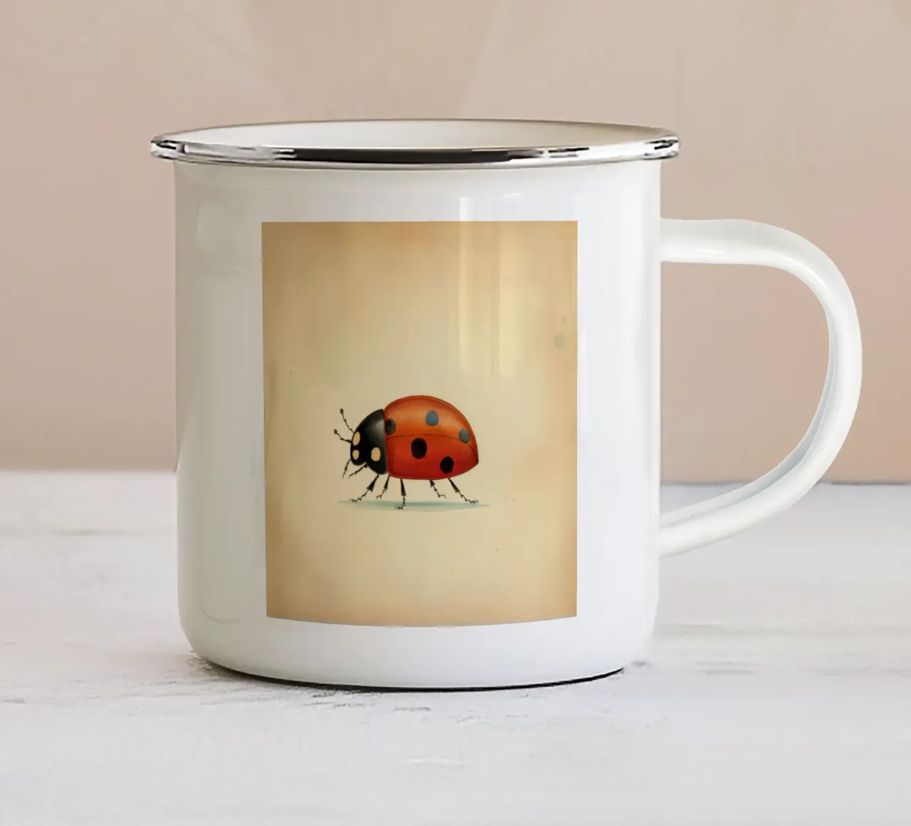 Coccinella minimale 4 tazza in smalto da Minimal Animal Art