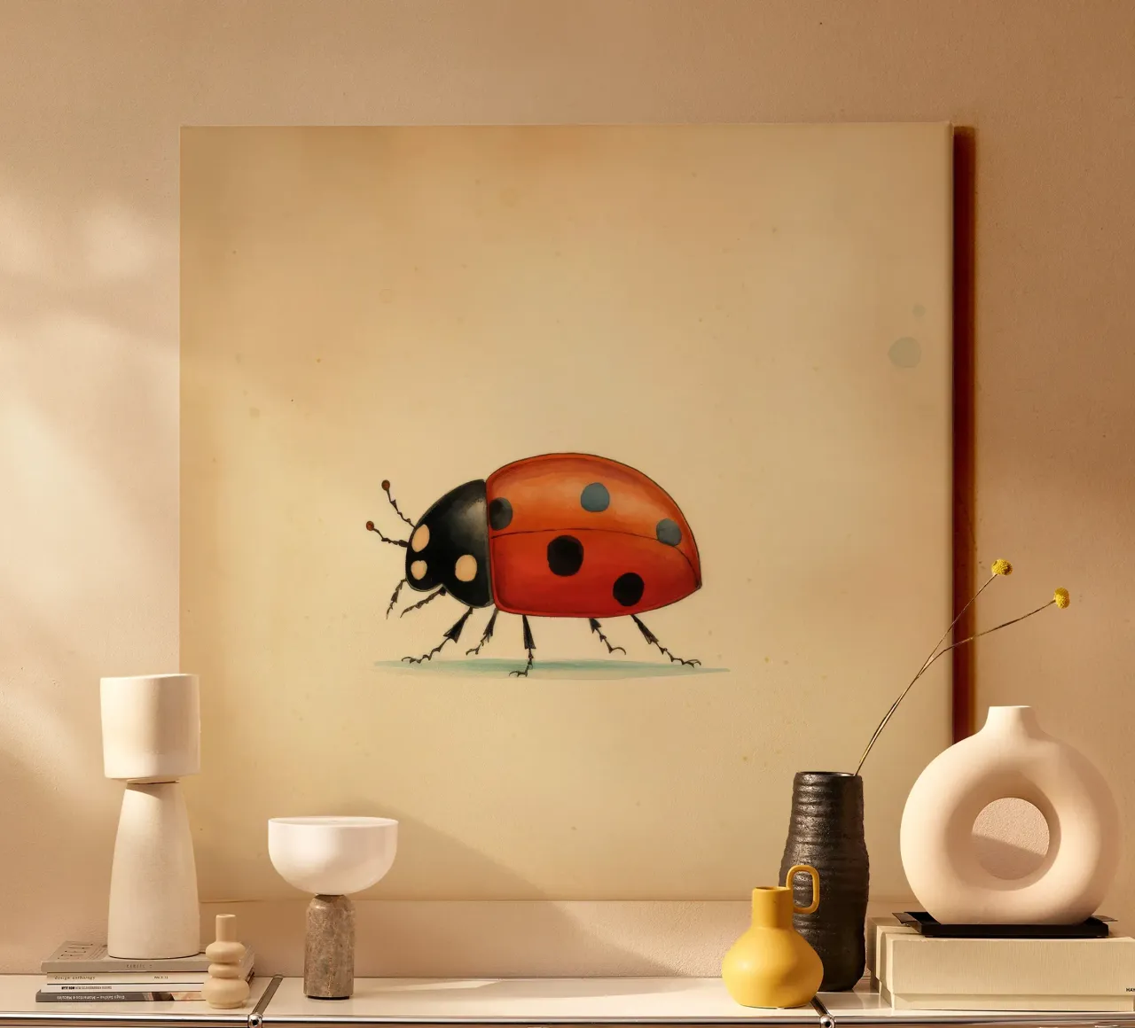 Minimal Ladybug 4 canvas by Minimal Animal Art