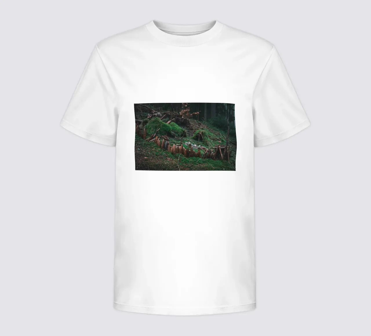 Small structure made of moss and pine cones in the Thuringian Forest kids t-shirt by Marcus Beckert | Fotografie