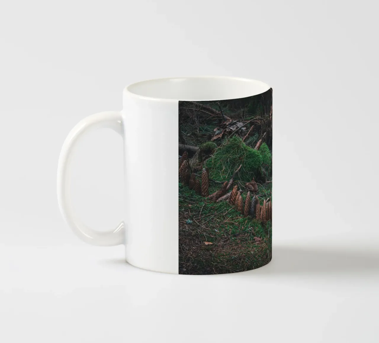 Small structure made of moss and pine cones in the Thuringian Forest ceramic mug by Marcus Beckert | Fotografie