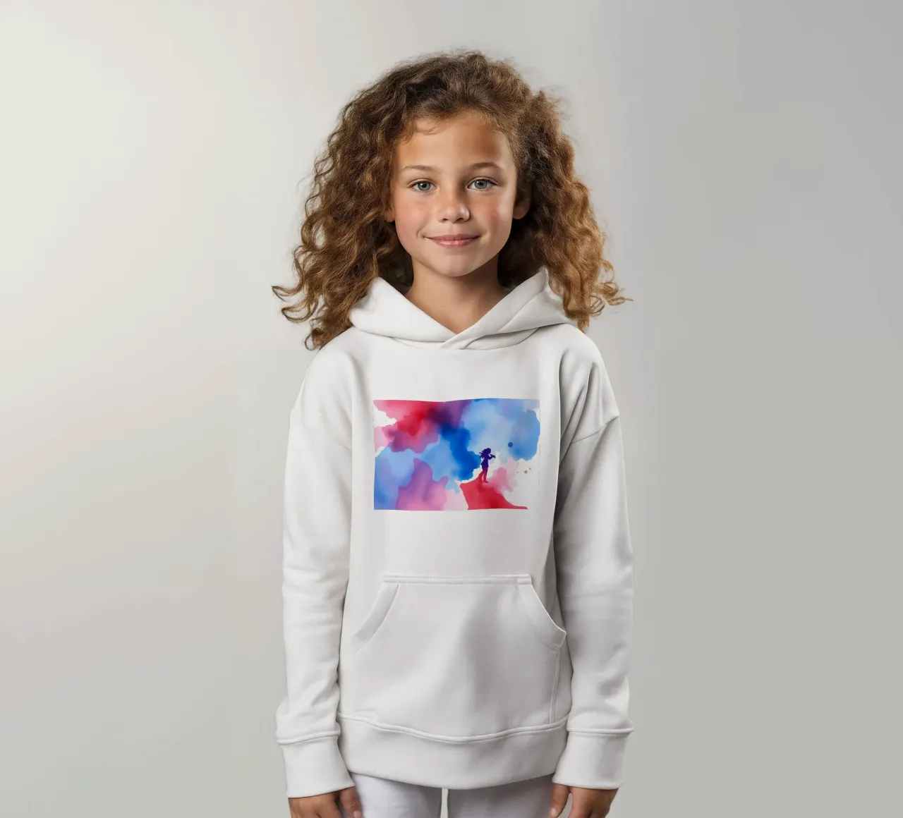Silueta colorida de una mujer tocando un instrumento sudadera con capucha para niño de DesignDoodle