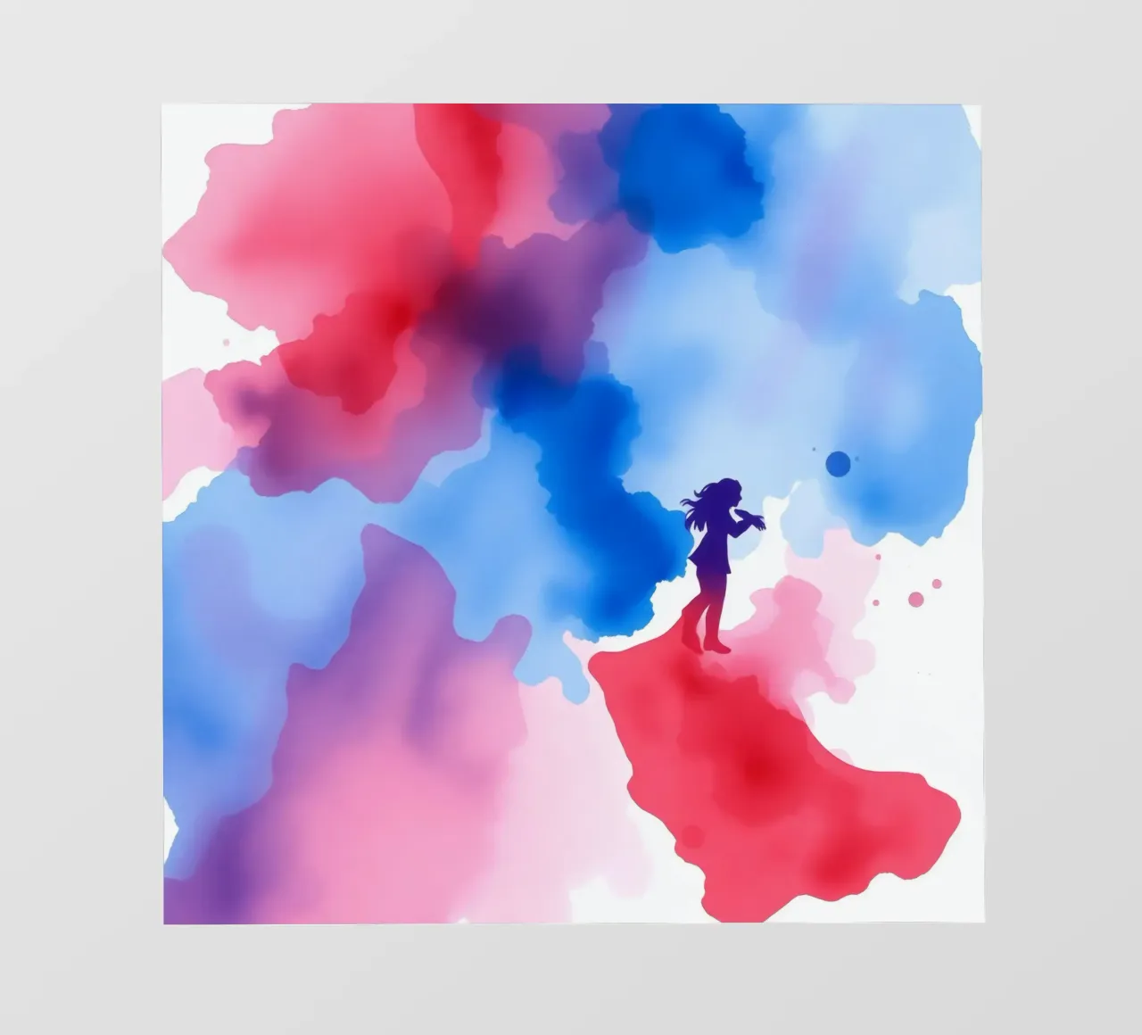 Silhouette colorata di una donna che suona uno strumento telo in pvc da DesignDoodle