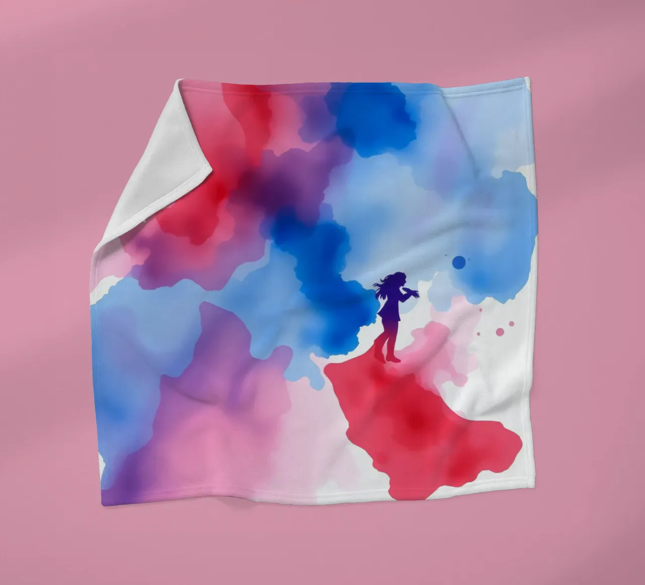 Silhouette colorata di una donna che suona uno strumento coperta in pile da DesignDoodle