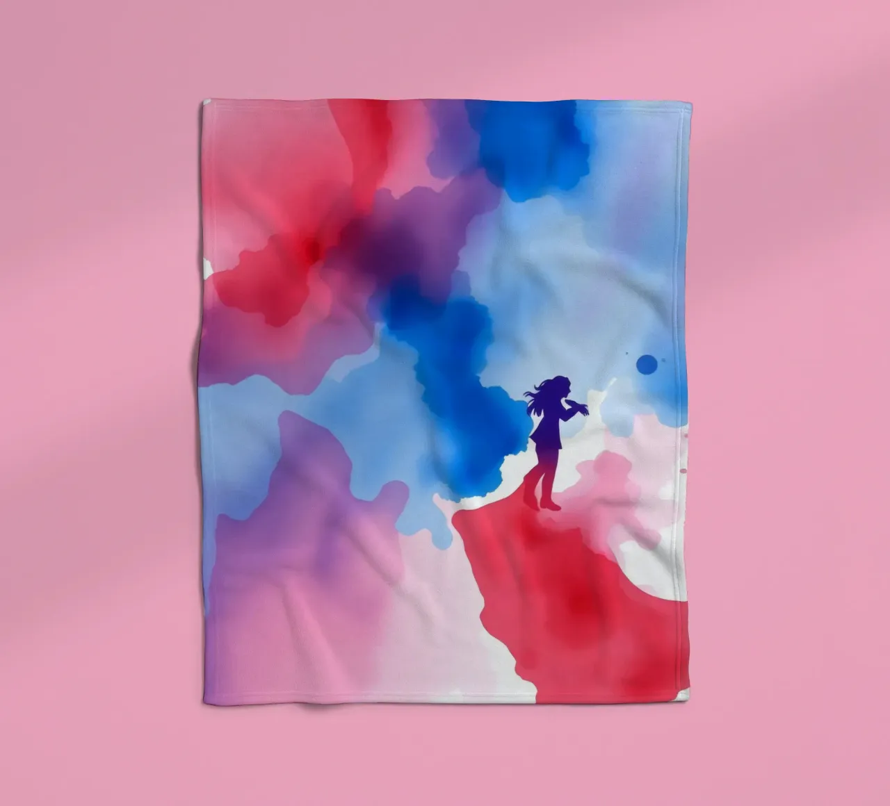 Silhouette colorata di una donna che suona uno strumento coperta in pile da DesignDoodle