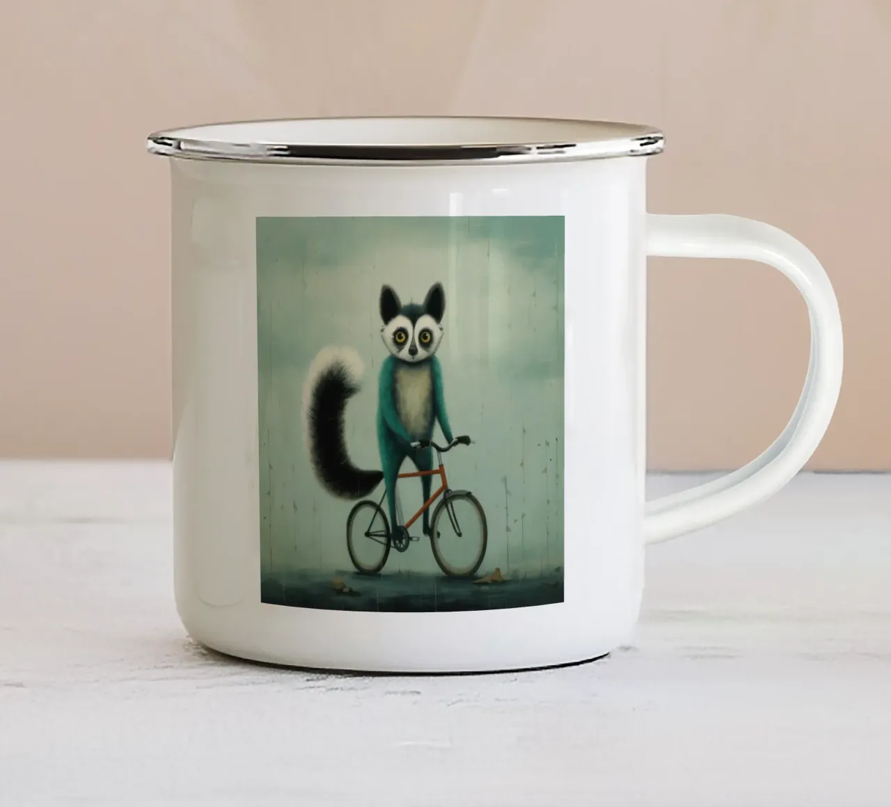 Lemure minimo 2 tazza in smalto da Minimal Animal Art