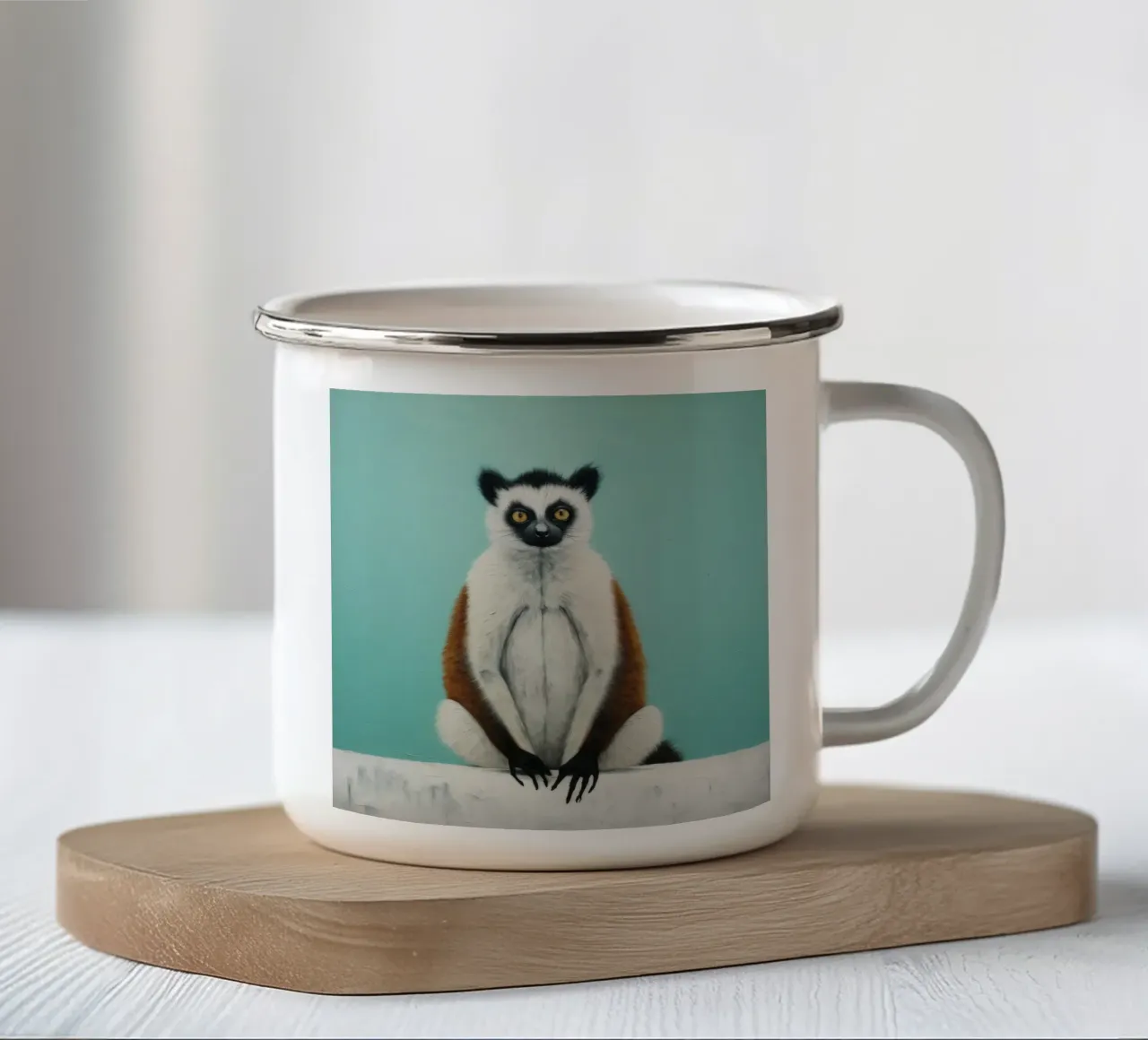 Lemure minimo 3 tazza in smalto da Minimal Animal Art