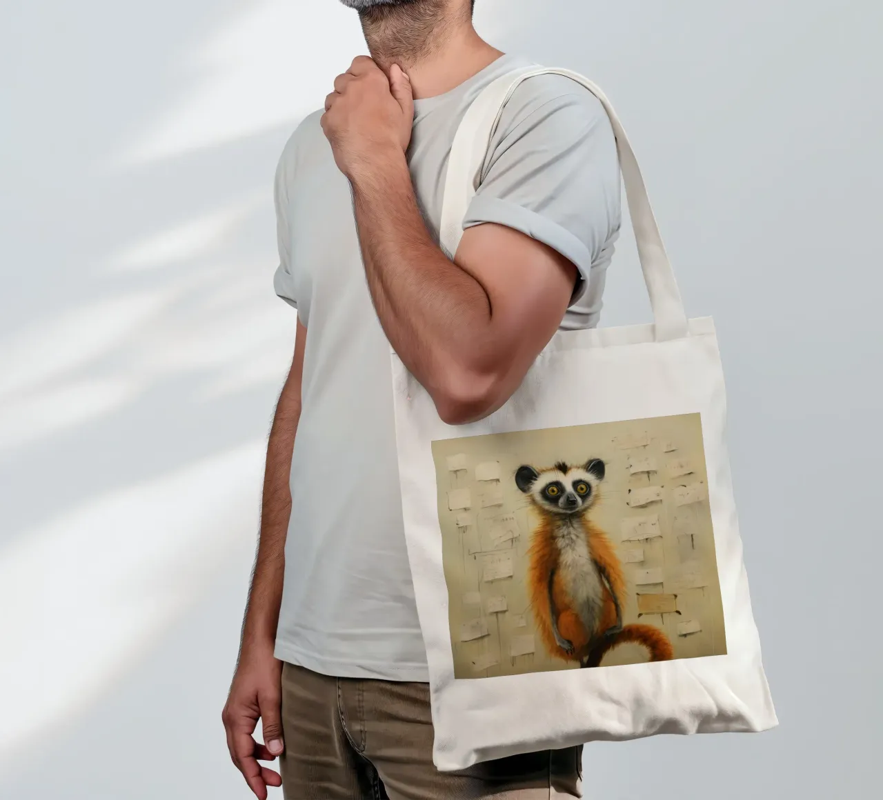 Lemure minimo 4 borsa in juta da Minimal Animal Art