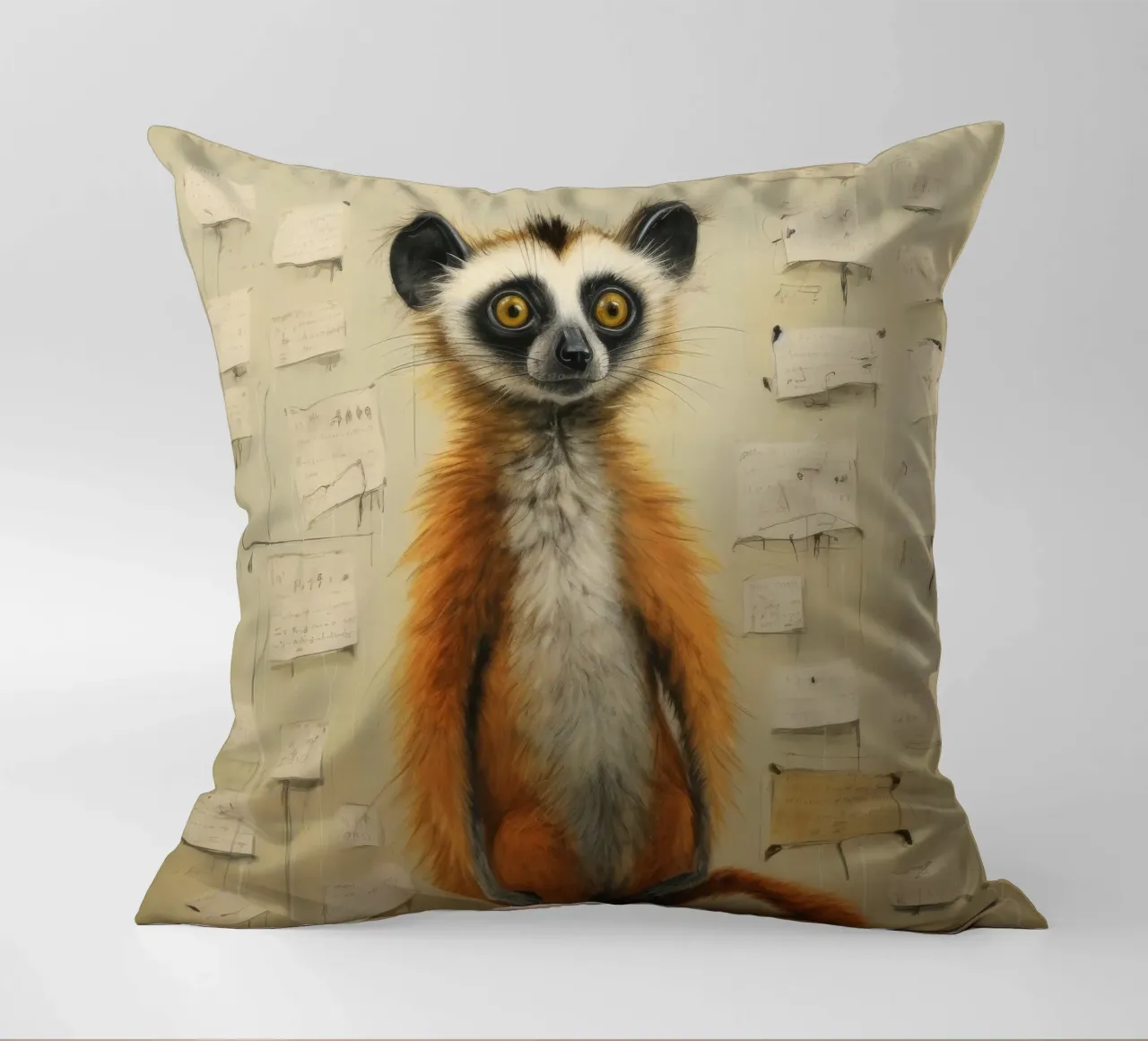 Lemure minimo 4 cuscino da Minimal Animal Art