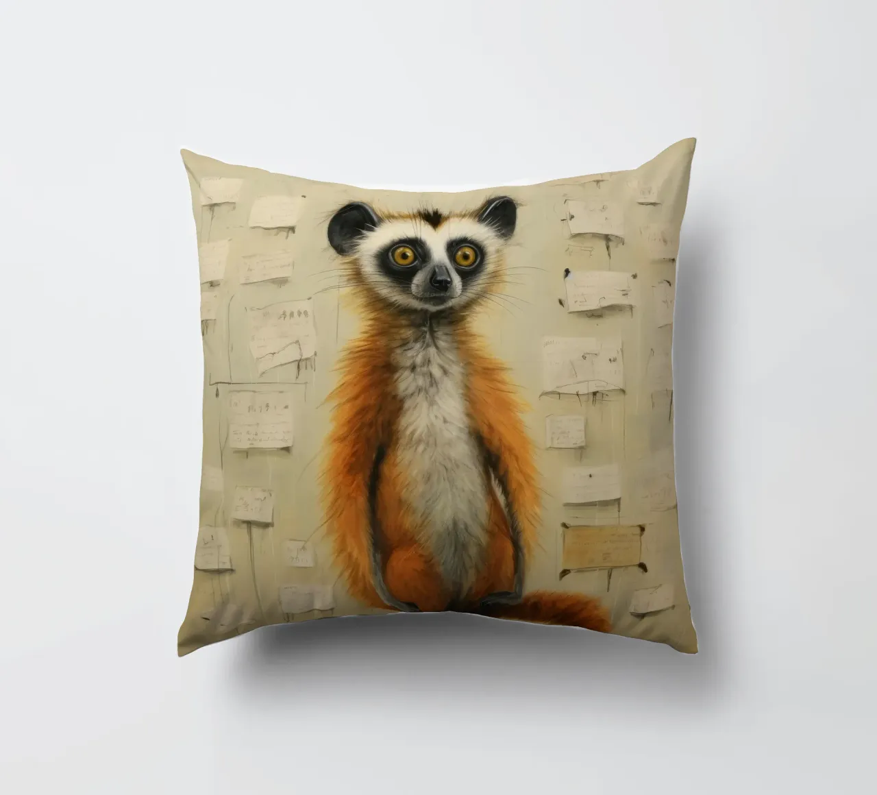 Lemure minimo 4 cuscino da Minimal Animal Art