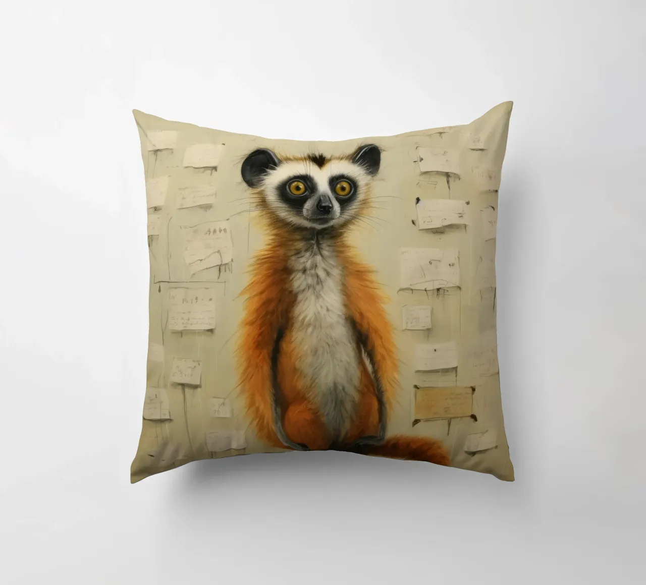 Lemure minimo 4 cuscino da Minimal Animal Art