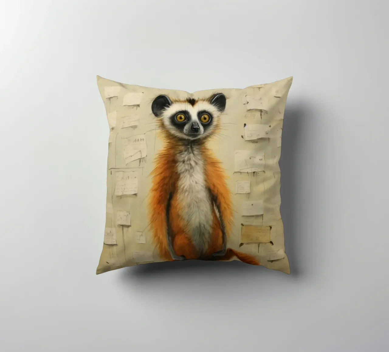 Lemure minimo 4 cuscino da Minimal Animal Art