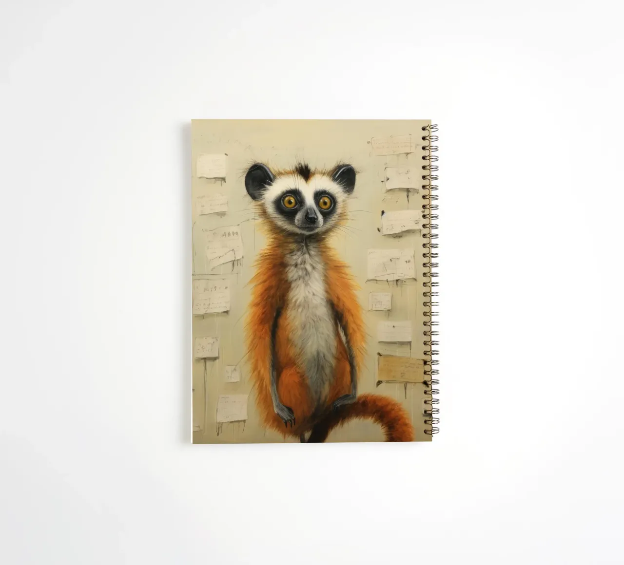 Minimum Lemur 4 spiral notebook by Minimal Animal Art