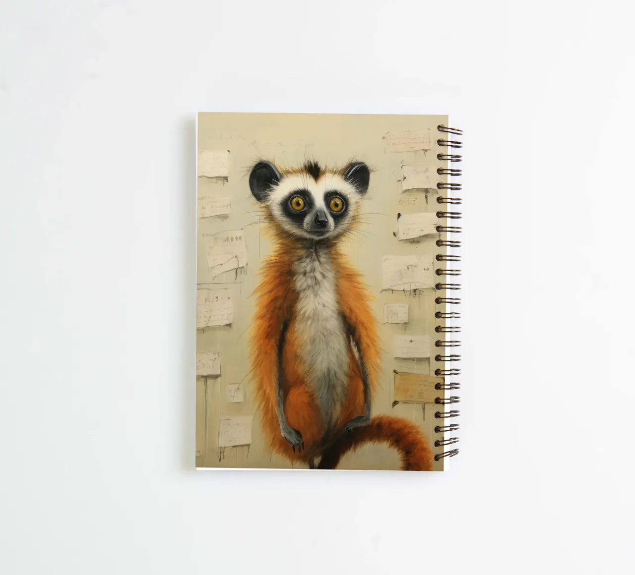 Minimum Lemur 4 spiral notebook by Minimal Animal Art