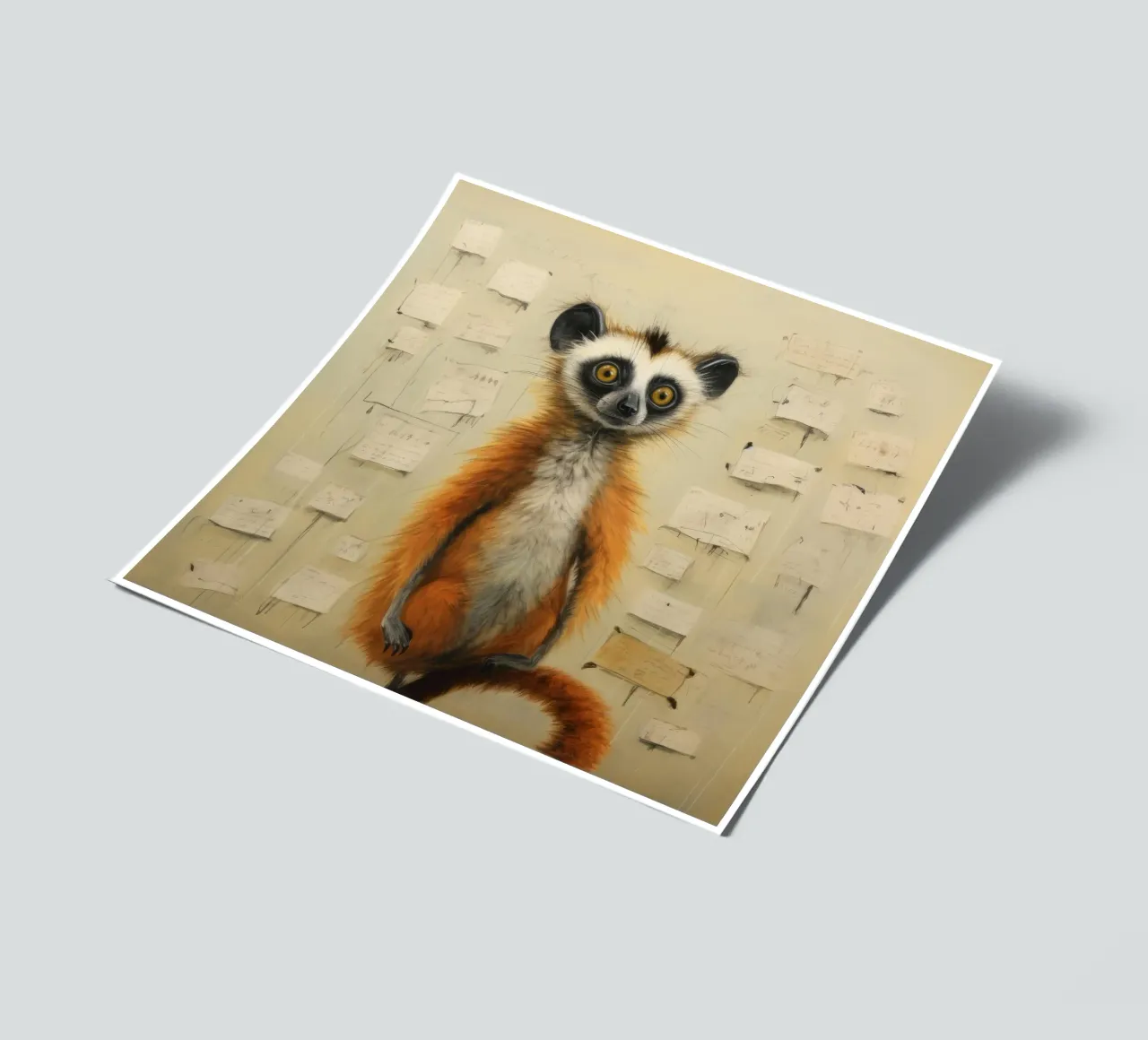 Lemure minimo 4 foglio adesivo da Minimal Animal Art