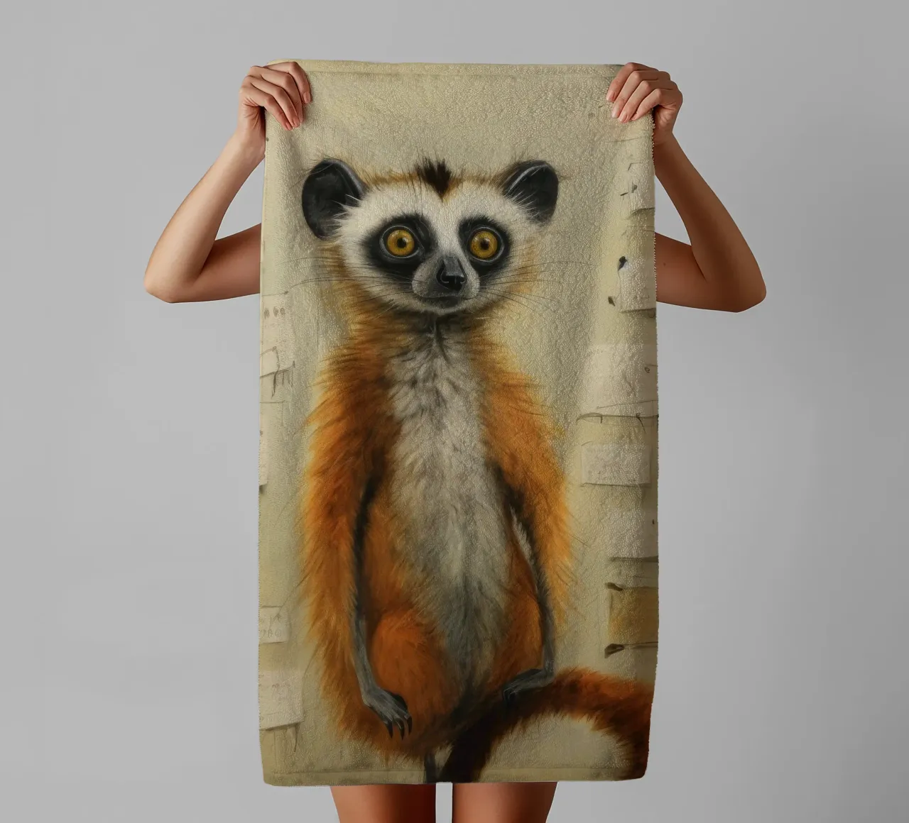 Lemure minimo 4 asciugamano da bagno da Minimal Animal Art