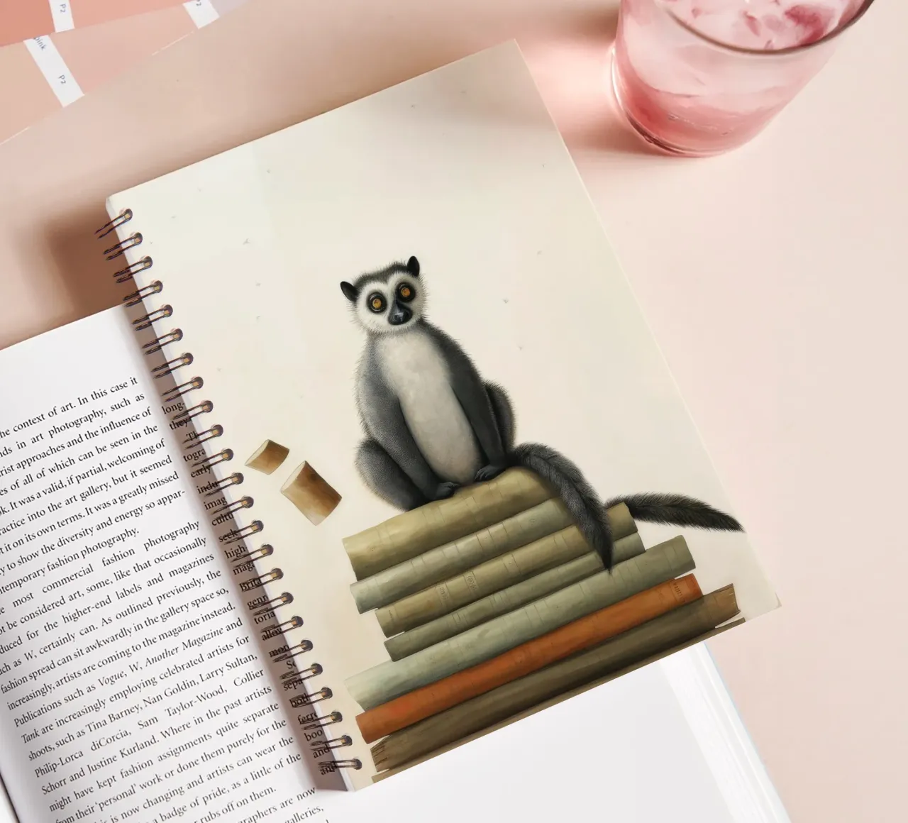 Minimum Lemur 1 spiral notebook by Minimal Animal Art