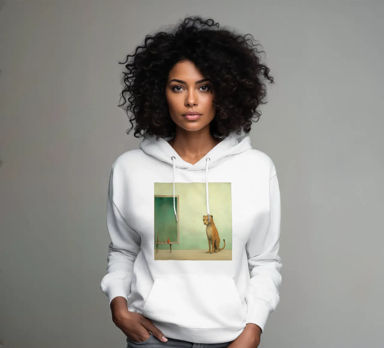 Minimal Leopard 2 felpa con cappuccio da Minimal Animal Art