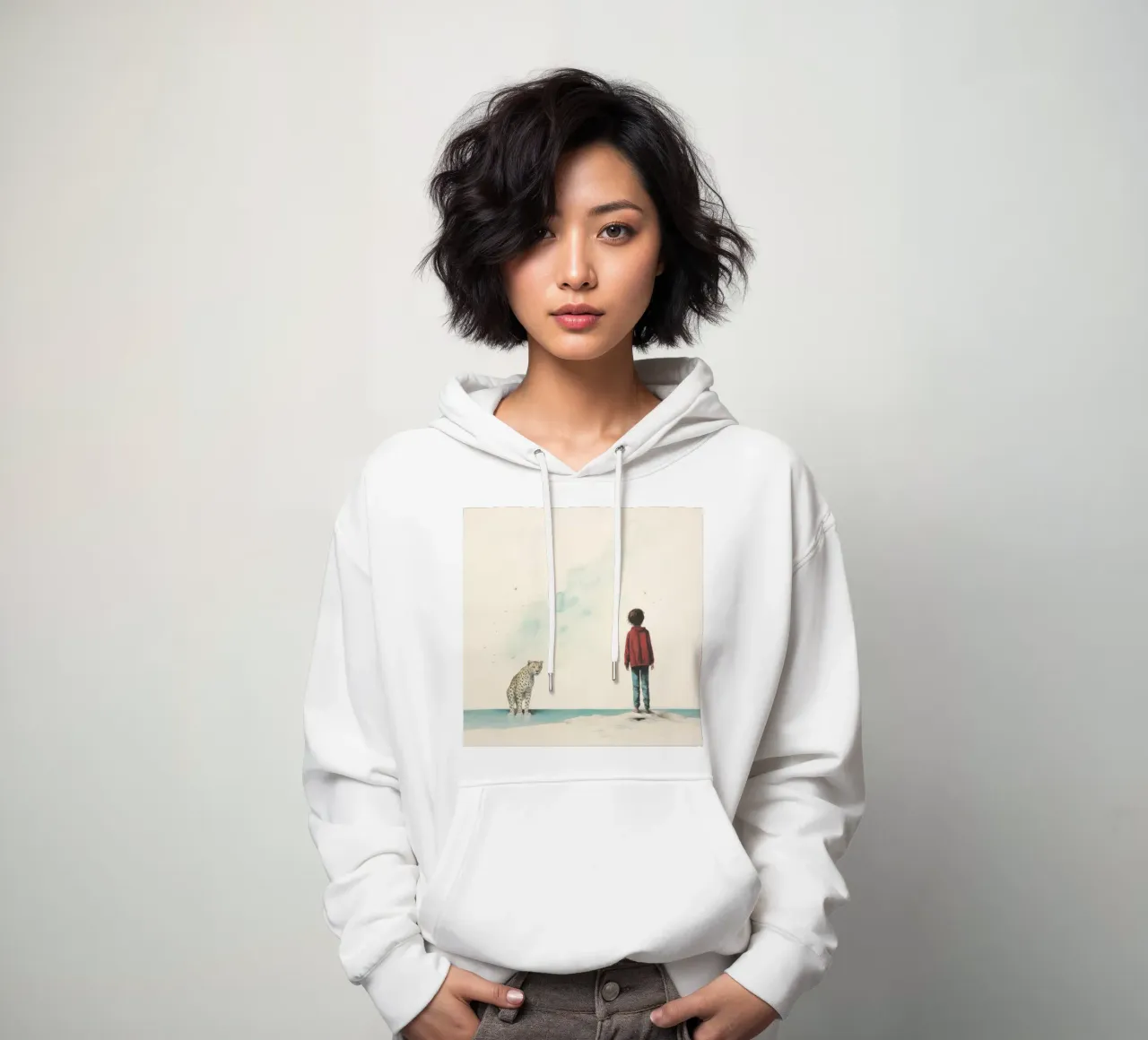 Minimal Leopard 3 felpa con cappuccio da Minimal Animal Art