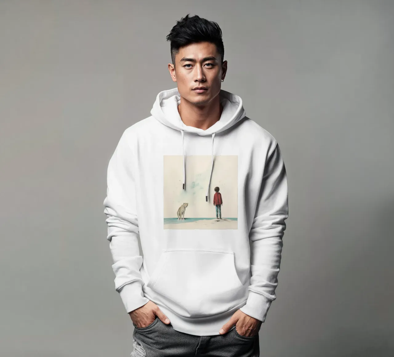 Minimal Leopard 3 felpa con cappuccio da Minimal Animal Art