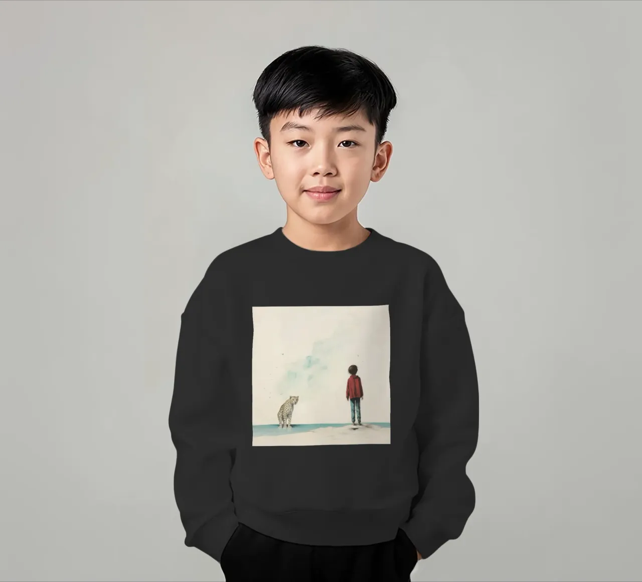 Minimal Leopard 3 felpa bambino da Minimal Animal Art