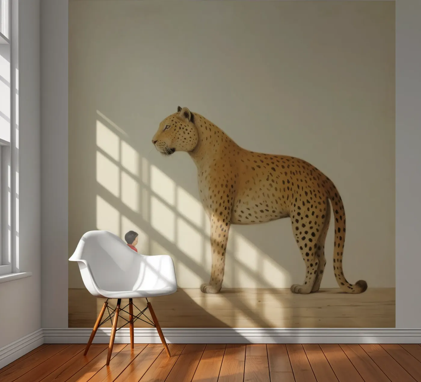 Minimal Leopard fotobehang van Minimal Animal Art