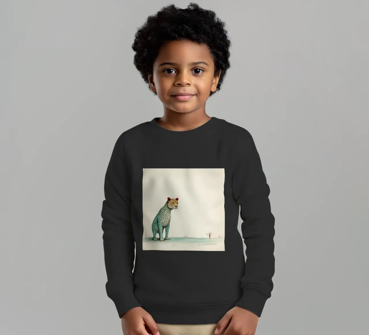 Minimal Leopard 1 felpa bambino da Minimal Animal Art