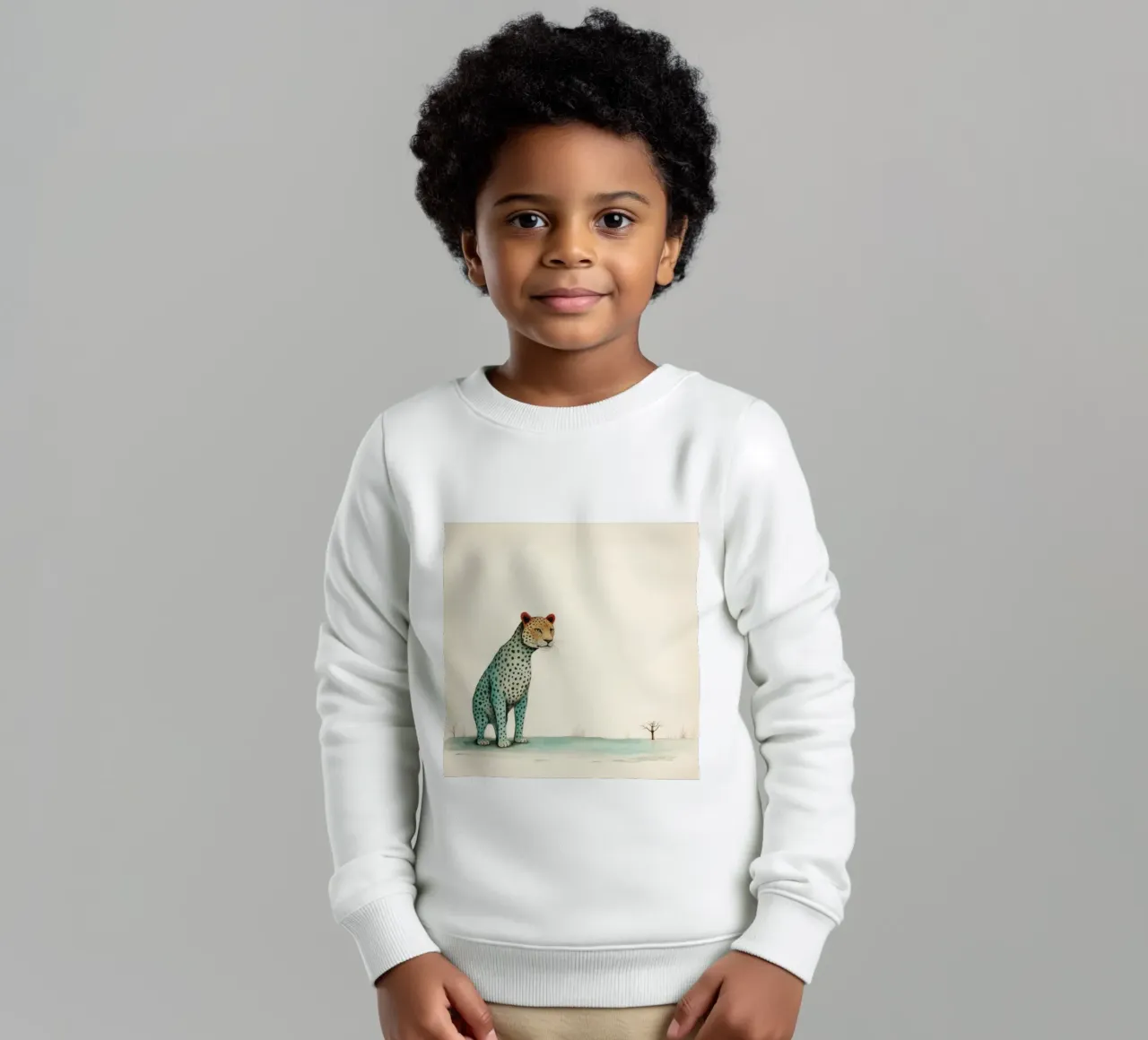 Minimal Leopard 1 felpa bambino da Minimal Animal Art
