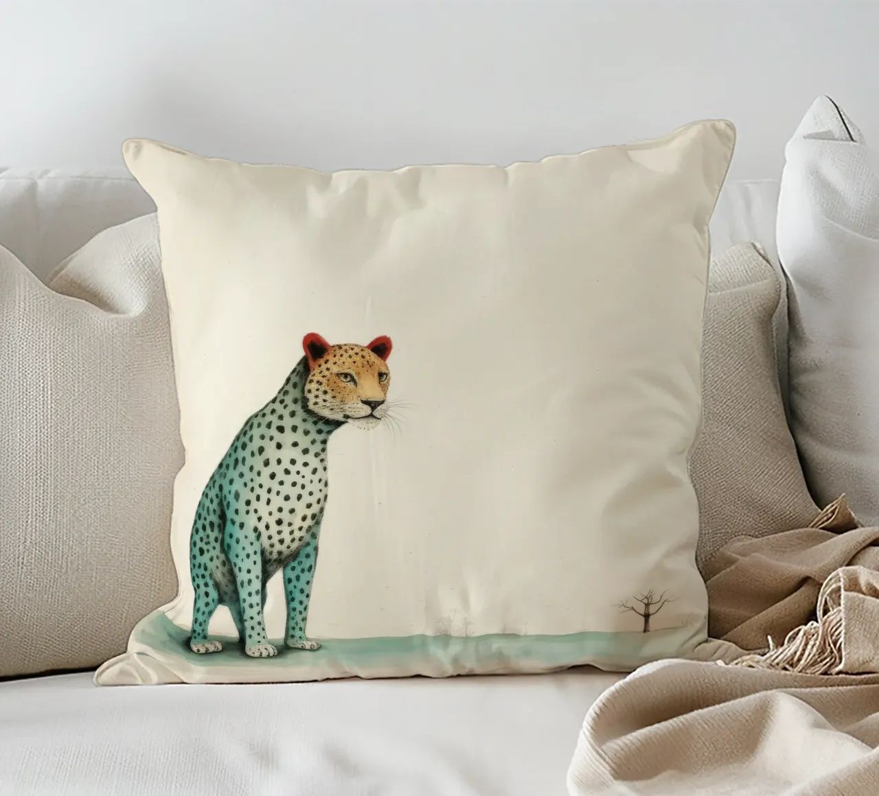 Minimal Leopard 1 cuscino da Minimal Animal Art