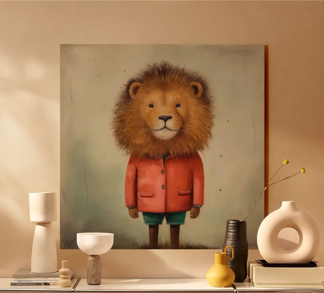Leone minimo 2 alluminio dibond da Minimal Animal Art