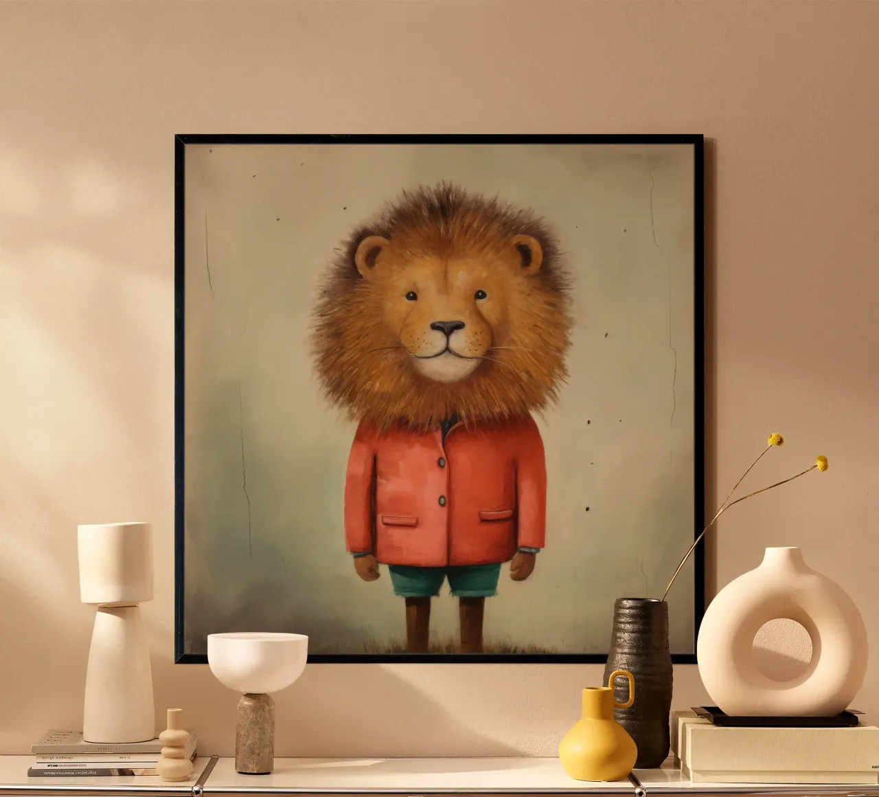 Minimaal Lion poster van Minimal Animal Art