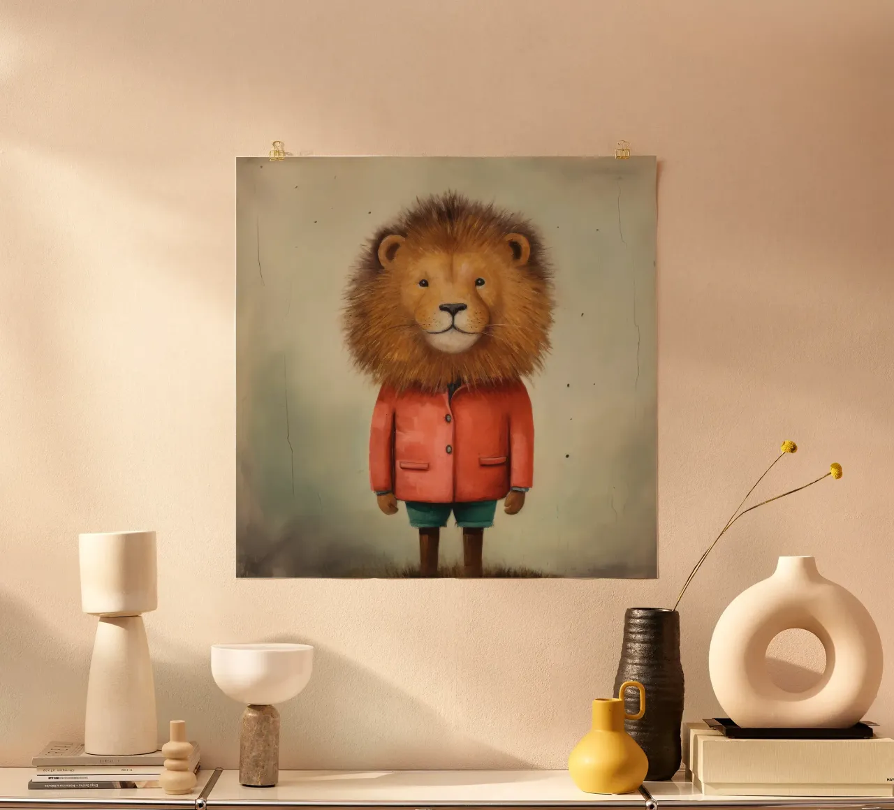 Minimaal Lion poster van Minimal Animal Art