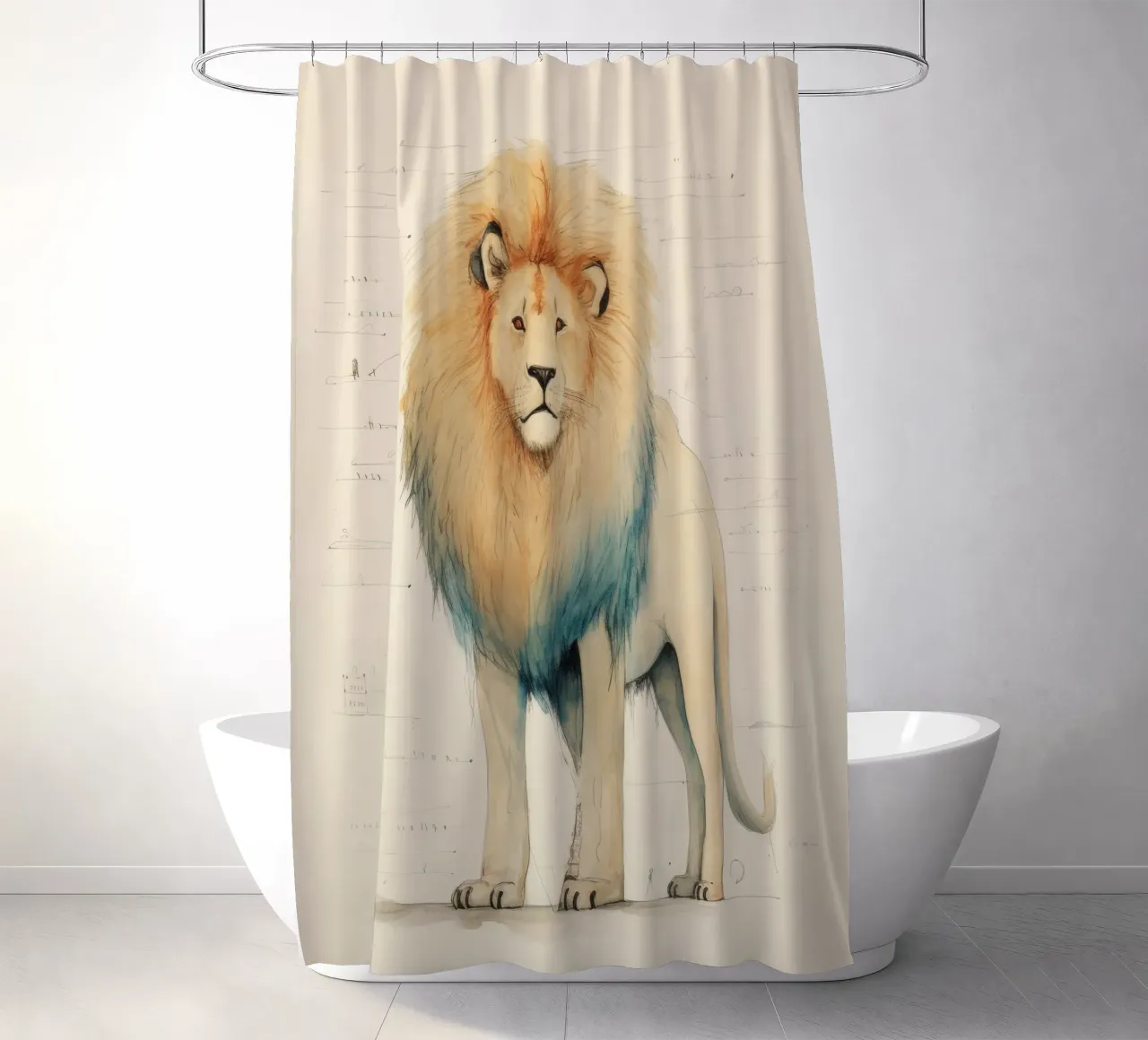 Leone minimo 3 tenda da doccia da Minimal Animal Art