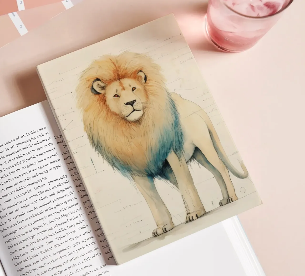 Minimal Lion 3 notebook by Minimal Animal Art