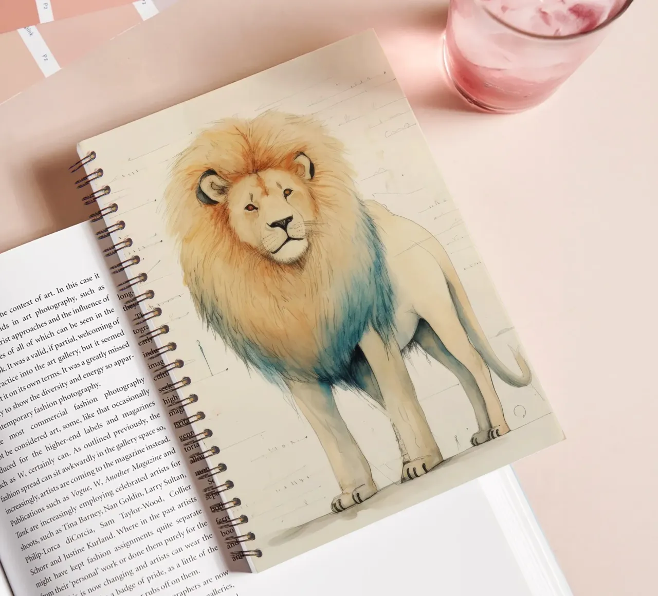 Minimal Lion 3 spiral notebook by Minimal Animal Art